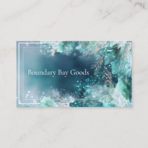 Icy Teal Celestial Gold Sparkle Geometric Modern Business Card