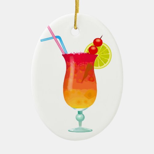Icy Tropical Rum Punch Ceramic Ornament