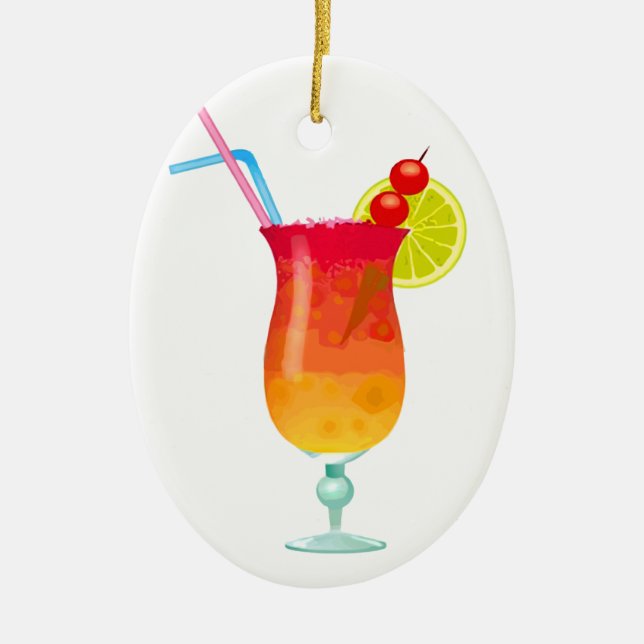 Icy Tropical Rum Punch Ceramic Ornament (Front)