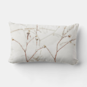 Icy Twigs and Snow Winter Lumbar Pillow