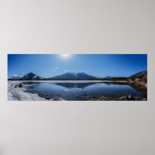 Icy Vermilion Lake Mountain Reflection Panorama Poster