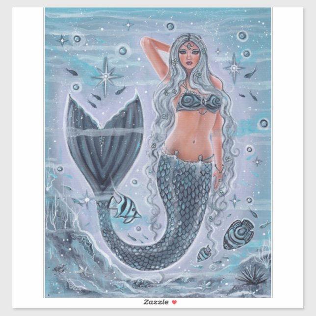 Icy waters mermaid art by Renee Lavoie Sticker (Sheet)