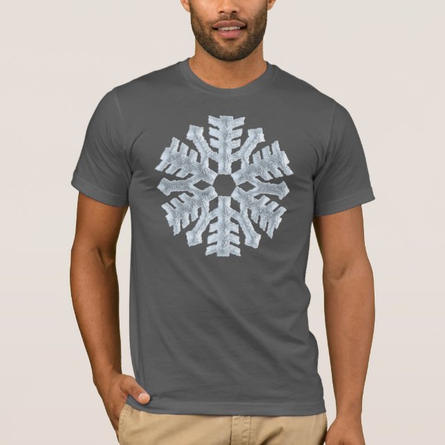 Icy White Frozen Snowflake Elegant Christmas Gray T-Shirt (Front)