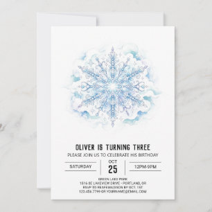 Icy Winter Snowflake Birthday Invitation