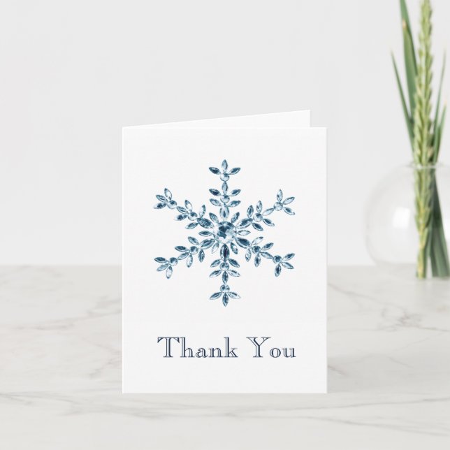 Icy Winter Snowflake Thank You Card (Front)