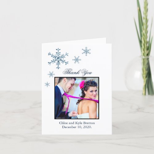 Icy Winter Snowflake Wedding Thank You Card