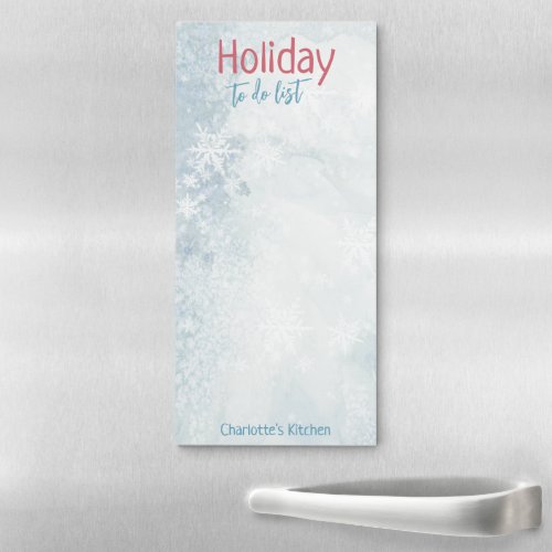 Icy Winter White Snowflake Christmas Holiday Magnetic Notepad