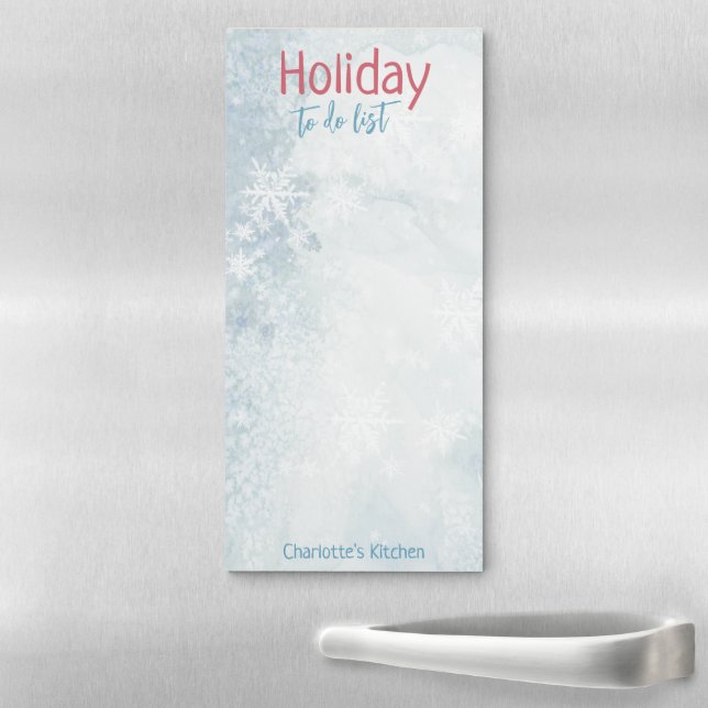 Icy Winter White Snowflake Christmas Holiday Magnetic Notepad (In Situ)