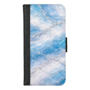 Icy Winter Wonderland Marble with Silver Veining iPhone 8/7 Wallet Case