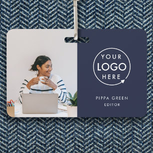 ID Badge Card Custom Navy Blue Staff Name Badges