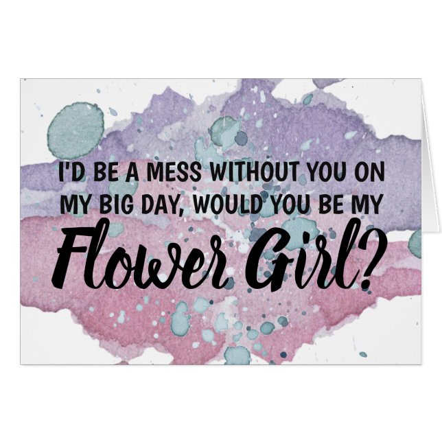 I'd be a mess without you Flower Girl Proposal Cards (Front Horizontal)