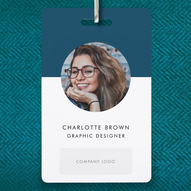 ID Card Badge | Business Staff Photo Name Badges (Design a sleek vertical staff badge with photo, branding and smart business information)