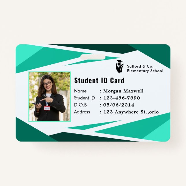 ID Card Badge Modern Business Student Photo (Front)