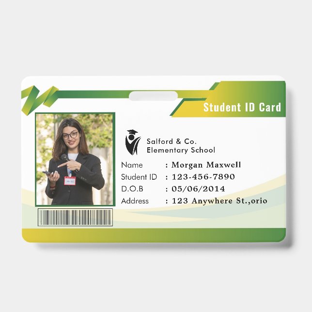 ID Card Badge Modern Business Student Photo (Front)