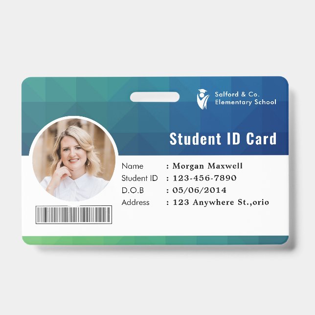 ID Card Badge Modern Business Student Photo (Front)
