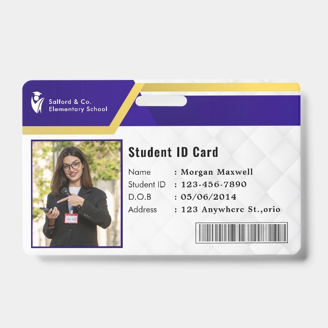ID Card Badge Modern Business Student Photo (Front)