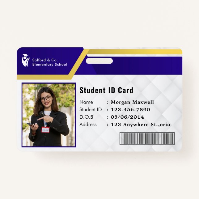 ID Card Badge Modern Business Student Photo (Front)