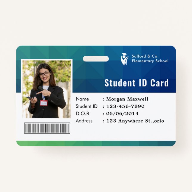 ID Card Badge Modern Business Student Photo (Front)
