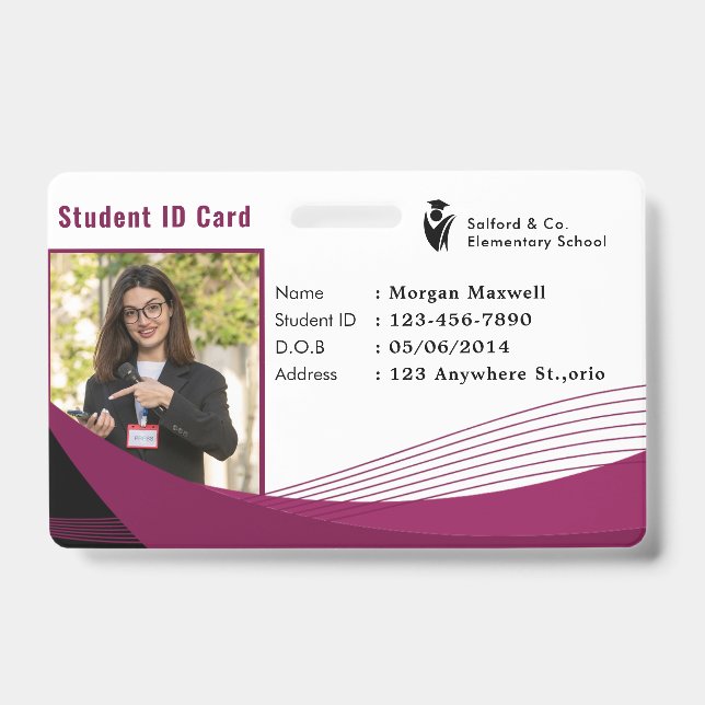 ID Card Badge Modern Business Student Photo (Front)