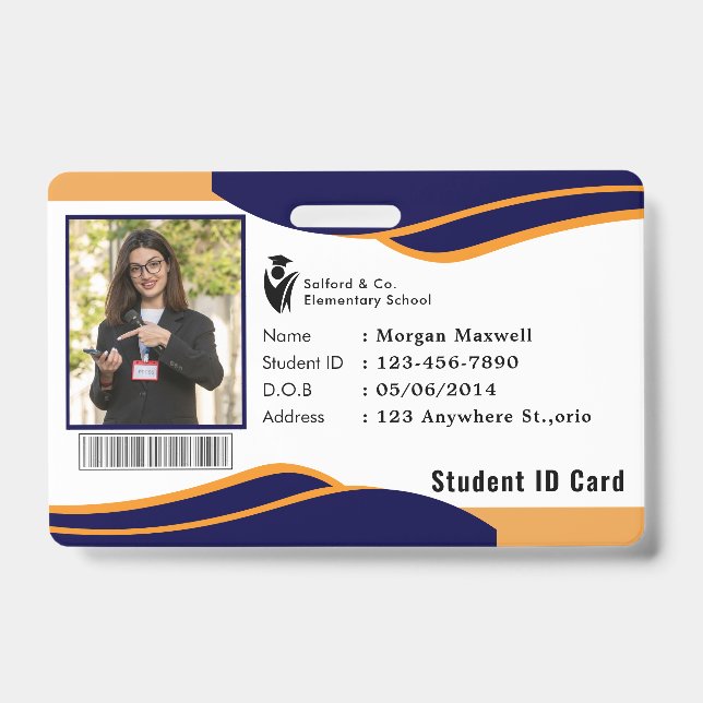 ID Card Badge Modern Business Student Photo (Front)