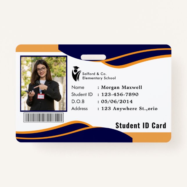 ID Card Badge Modern Business Student Photo (Front)