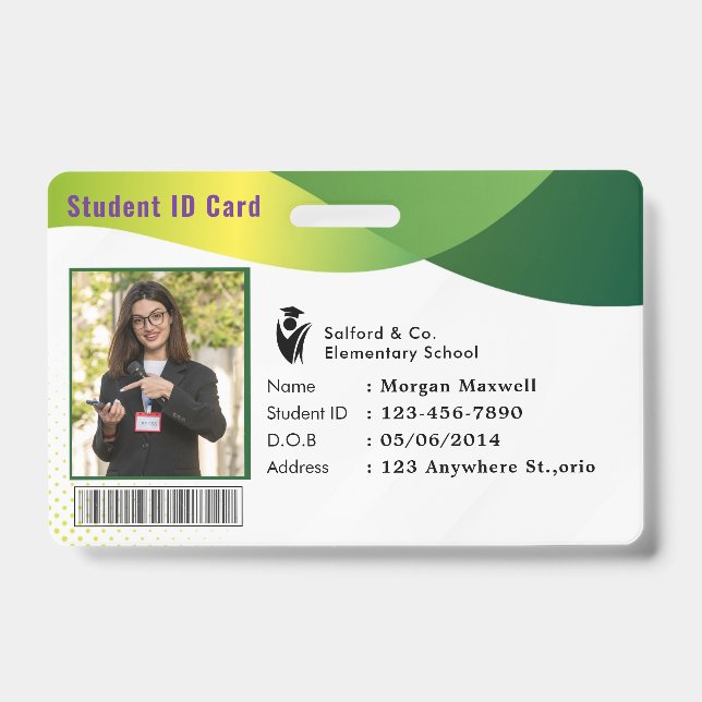ID Card Badge Modern Business Student Photo (Front)