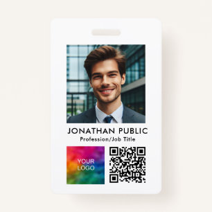ID Card Employee Photo Company Logo QR Code Badge