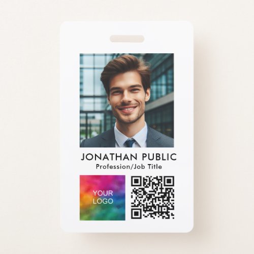 ID Card Employee Photo Company Logo QR Code Badge