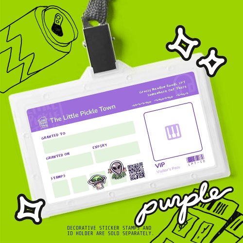 ID Card Little Pickle Town Badge Purple