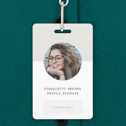 ID Card Modern Minimalist Gray Photo Name Logo Badge