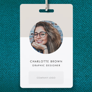 ID Card Modern Minimalist Gray Photo Name Logo Badge