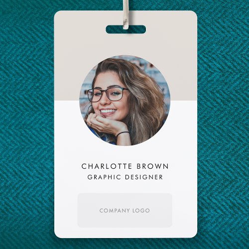 ID Card Modern Minimalist Gray Photo Name Logo Badge