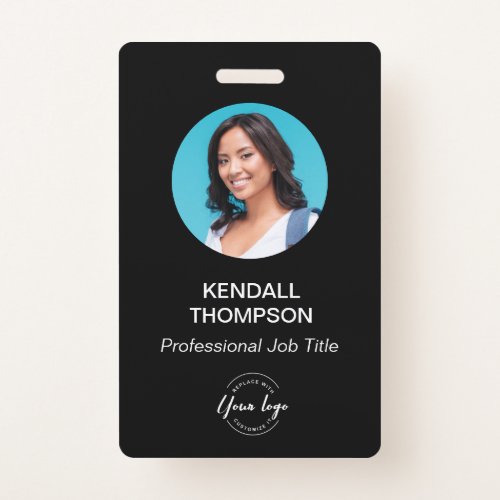 ID card simple modern black white Custom photo  Badge