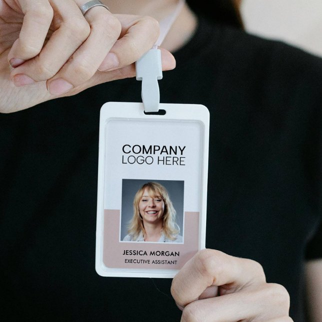 ID CORPORATE LOGO EMPLOYEE PHOTO BLUSH PINK BADGE (Creator Uploaded)