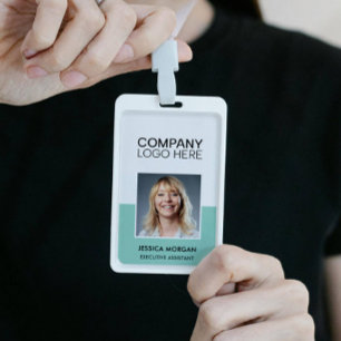 ID CORPORATE LOGO EMPLOYEE PHOTO GREEN LIGHT TEAL BADGE