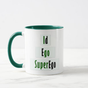 Id, Ego and Superego Psychology in Green and Black Mug