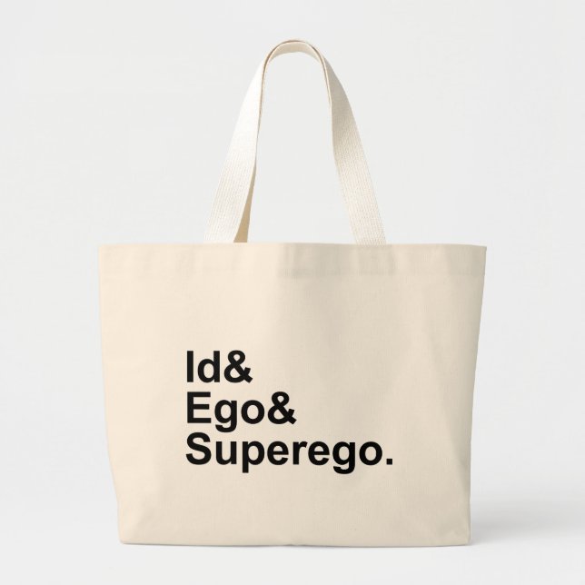 Id Ego Superego | Three Parts of the Psyche Large Tote Bag (Front)