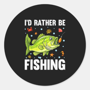 I'd fishing bass fish youth boy funny fisherman  classic round sticker