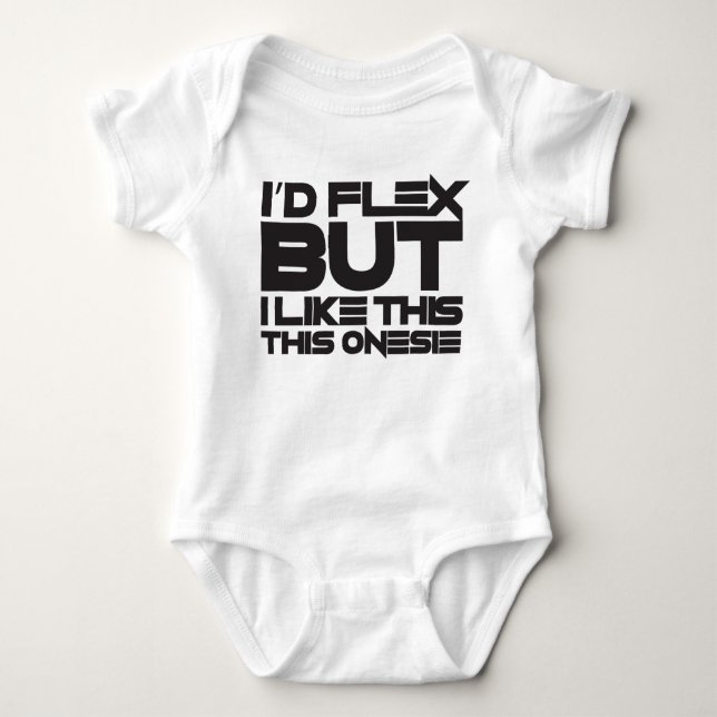 "I'D FLEX BUT..."- baby fitness Baby Bodysuit (Front)