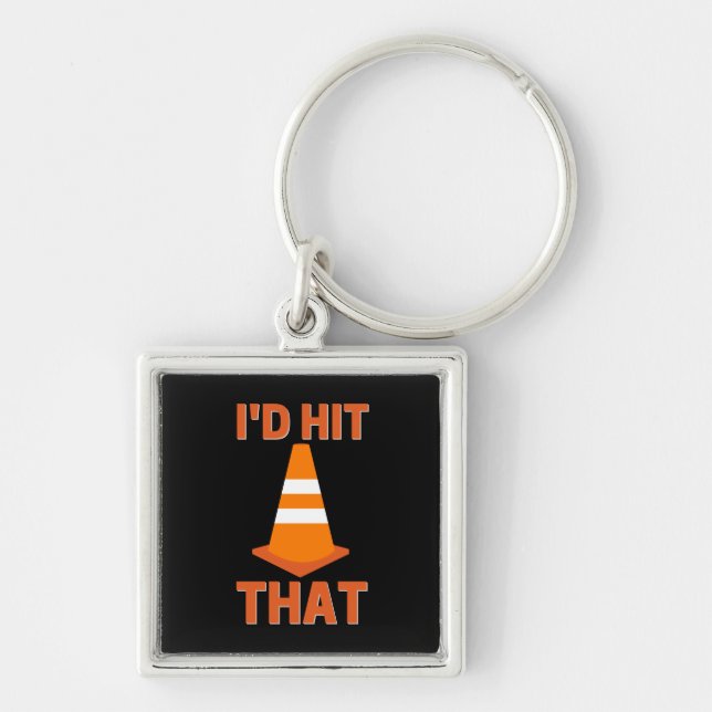 I'd hit that funny autocross driver orange cone keychain (Front)