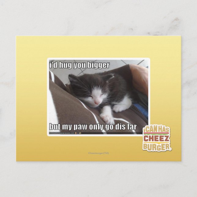 I'd hug you bigger postcard (Front)