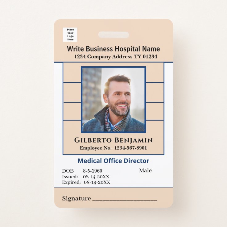 Id Identification Bar Code Employee Custom Medical Badge 