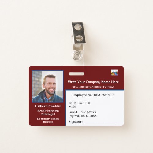 ID Identification Card Bar Code Photo Badge