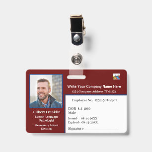 ID Identification Card Bar Code Photo Badge