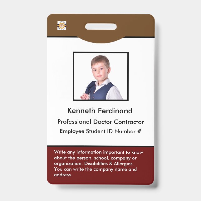 ID Identification Card Bar Code Photo Employee Badge (Front)