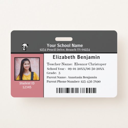 ID Identification Card Bar Code Student School Badge