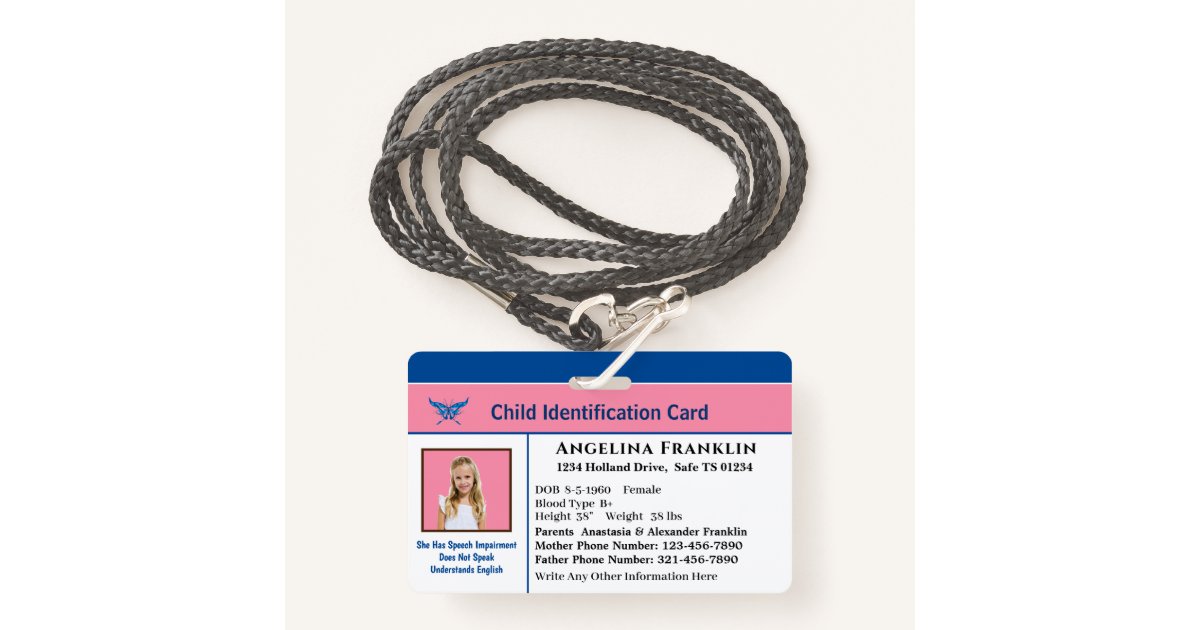 Id Identification Card Boy Girl Child Photo Custom Badge | Zazzle