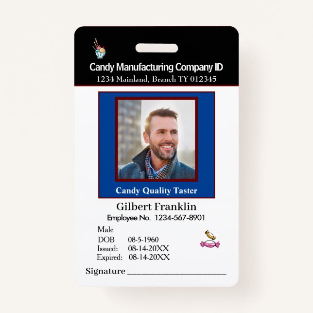 ID Identification Card Employee Photo Custom Badge (Front)