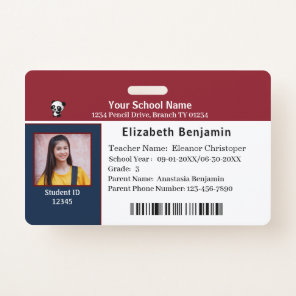 ID Identification Card Student Child Kids School Badge