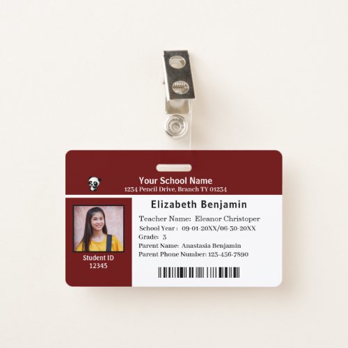 ID Identification Card Student Child Kids School   Badge